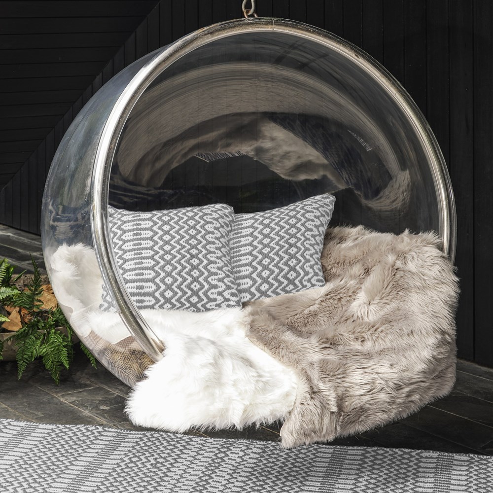 Halsey Geometric Outdoor Cushion in Grey